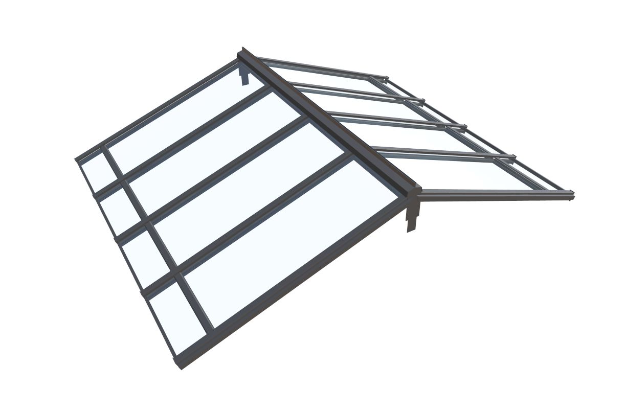 produktbild glastak sadeltak för expodul uterum 33mm härdat grå