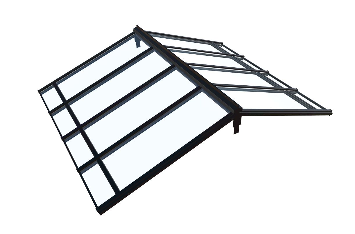 produktbild glastak sadeltak för expodul uterum 33mm härdat svart