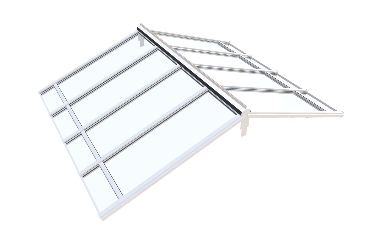 produktbild glastak sadeltak för expodul uterum 33mm härdat vit