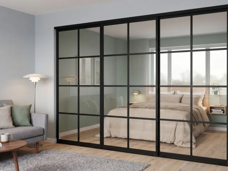 industrivägg från expodul uterum skjutparti 3-del svart