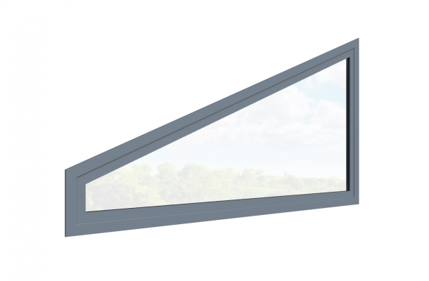 glasparti gavelspets trekantsfönster enkelglas grå